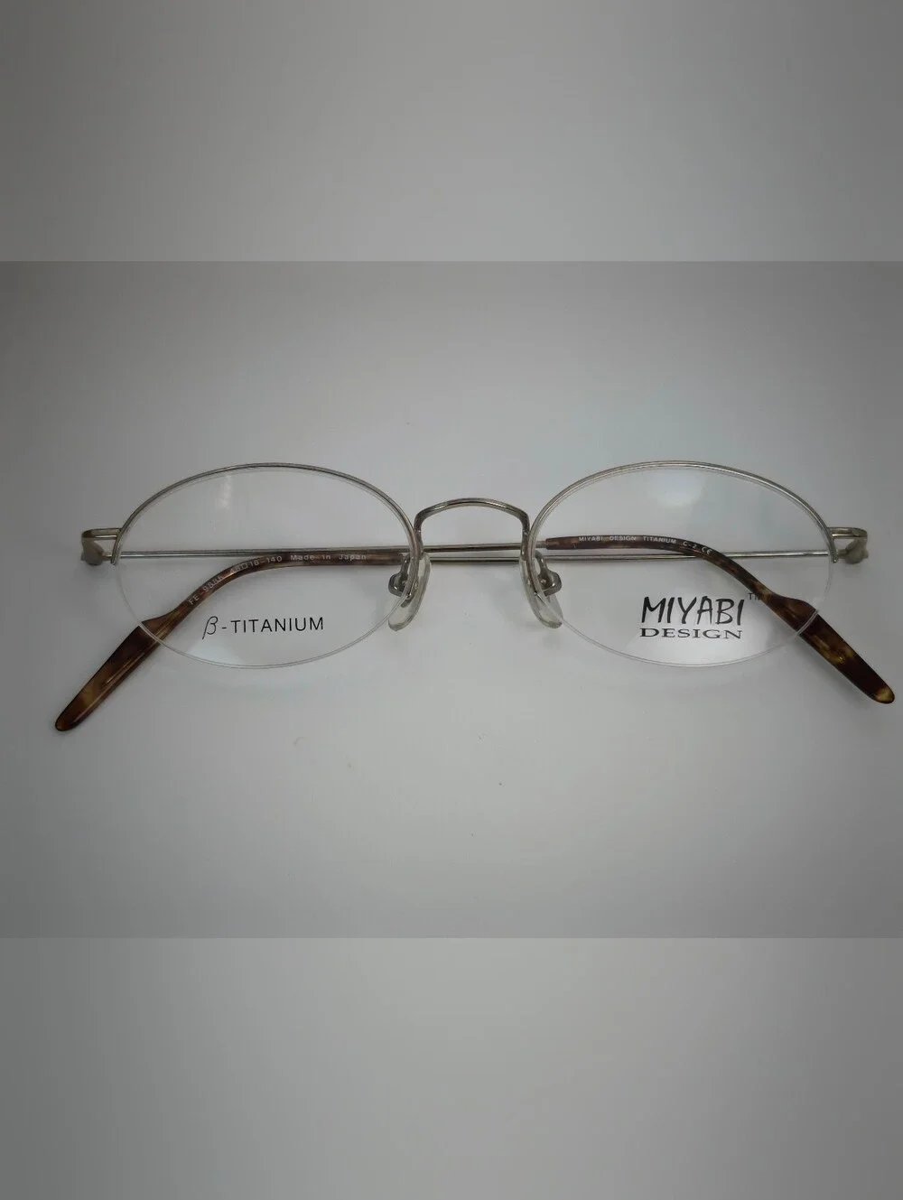 Miyabi. Kairi project. Silver Oval Beta ẞ Titanium Glasses. Semi Rimless. 1990s